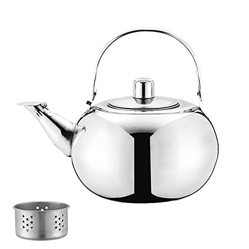Tetera Classic de Tetera Hervidor de Té de Acero Inoxidable de 1 Litros con Colador y Asa Hervidor de Viaje al Aire…