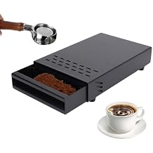 Coffee Knock Box Drawer, Espresso Knock Box Drawer Stainless Steel Coffee Knock Box for Espresso Coffee Grounds Coffee Puck Box with Removable Rubber Strike Wood Pole and Non Slip Base