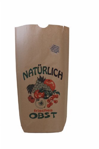 Kreuzbodenbeutel - OBST - aus Papier - GEFÄDELT - 23 x 37 cm für 2,5 kg (1000 Stück)