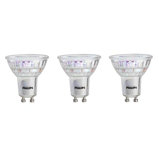 Philips LED Flicker-Free GU10 Bulb, 380 Lumen, Bright White Light (3000K), 4W=50W, Title 20 Certified, 3-Pack