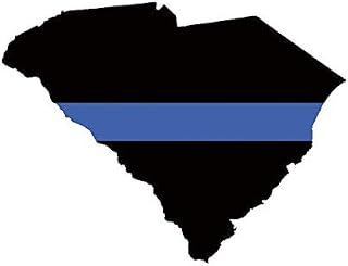 South Carolina State Shaped The Thin Blue Line Sticker Police Support SC V2 5" Bumper Locker Laptop Window - Sticks to Any Surface