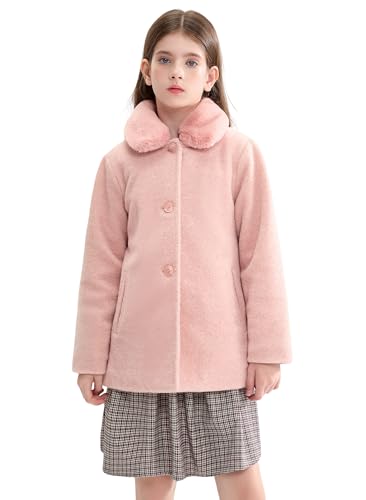 maoo garden Girls Winter Wool Peacoat Little Girls Fur Collar Dress Coat Quilted Jacket