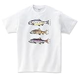 川魚 渓流 釣り Tシャツ メンズ レディース かわいい 白 夏 (S)