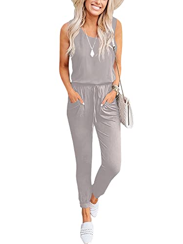 Caracilia Women's Sleeveless Jumpsuits Sexy Rompers Casual Comfy Solid Jumpsuit With Pockets C20A8-Huise-Xl #TOP3