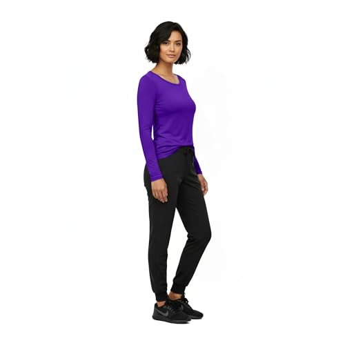 Image of Natural Uniforms Women's Long Sleeve Underscrub T-Shirt - Cotton Blend Scrub Base Layer for Nurses & Medical Professionals