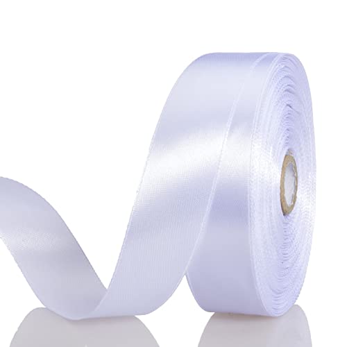YASEO 1 Inch White Solid Satin Ribbon for Gift Wrapping 50 Yards