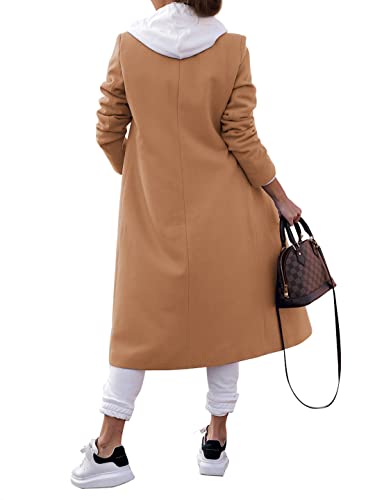 Zwurew Women's Double Breasted Pea Coat Winter Notched Lapel Collar Wool Blend Long Trench Coat Jackets4