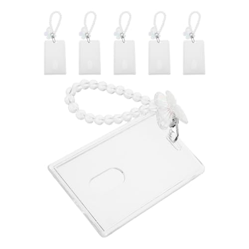 Llavero portatarjetas transparente y funda deslizante doble cara de PVC, pack de 6 para oficina