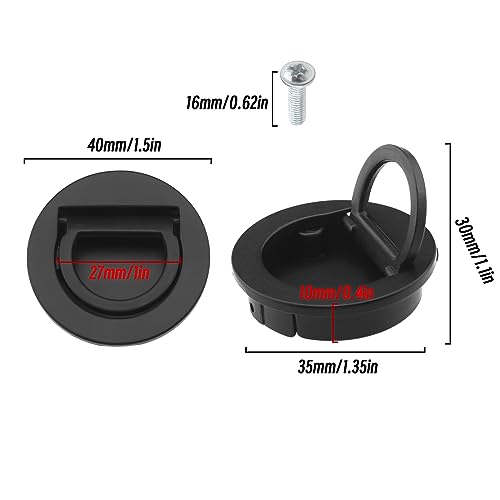 YINETTECH 2PCS Recessed Handles Zinc Alloy Flush Ring Pulls with Screws Invisible Door Knob for Cabinet Drawer Locker Door Boat/Yacht/Car Floor Hatch 40mm OD - Image 4