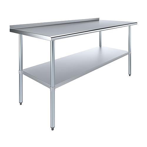Image of AmGood Stainless Steel Work Table | Metal Utility Table (72 inch Long x 30 inch Deep)