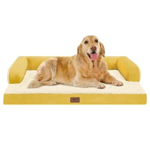 Ginger Yellow Large Orthopedic Dog Bed with Washable Cover
