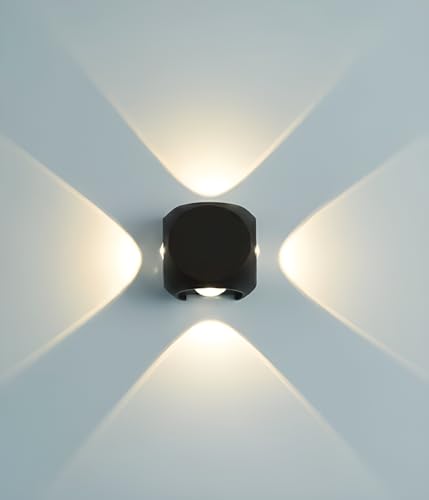 Image of 4-Way Warm White Decorative Lamp | 4W LED Up Down Wall Light | IP65 Waterproof & Shockproof Aluminium Body | Elegant Indoor & Outdoor Wall Sconce for Home Decoration