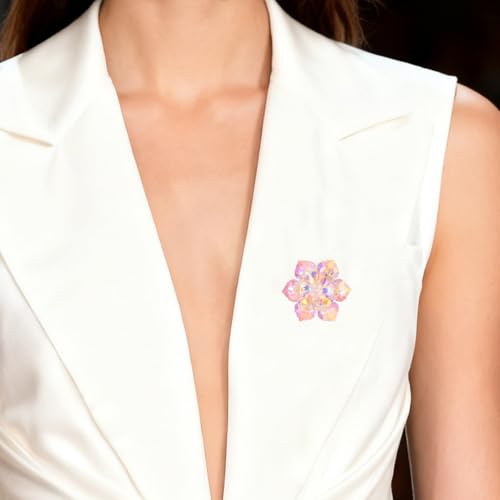 Image of Crystal Flower Brooch Pin for Women Dress Suit Bag Hat Broochs Pins Christmas Brooch Pin Wedding Party Birthday Dance Jewelry Accessories