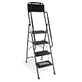 Valeo 4 Step Ladder with Handrails,500 Lbs Capacity,Folding Step Stool Ladder with Attachable Tool Bag,Lightweight & Storage Step Ladder 4 Step Folding,Multi-use for Home,Kitchen,Office,Black