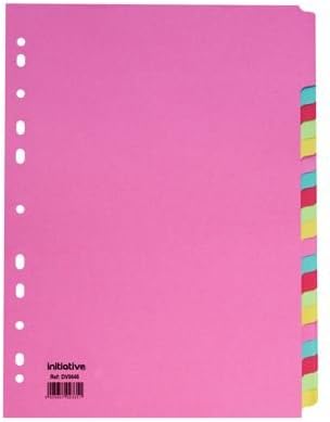 Initiative A4 File Dividers - Manilla 20 Part Multi-Coloured 150gsm 100% Recycled