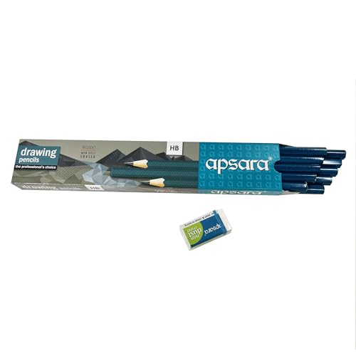 Image of Apsara Drawing Hb Pencils, Graphite Art Drawing Pencil, Medium Hard, Break-resistant Bonded Lead, Shading Pencils & Sketch Pencils for Beginners & Pro Artists (Pack of 10)