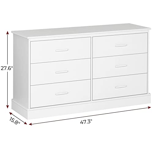 Hasuit 6 Drawer Double Dresser, Wooden Wide Chest Of 6 Drawers, Large Capacity Storage Cabinet, White Dresser For Bedroom, Hallway, Entryway (White) #TOP2