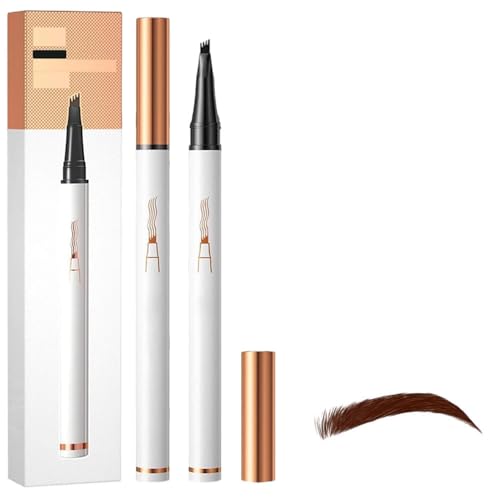 Upgraded Waterproof Magic Eyebrow Pencil, 2025 New 3D Microblading Eyebrow Pencil Contouring Pen 4 Tipped Pen, Natural Makeup Long-Lasting for Women (Dark Brown)