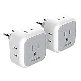 European Plug Adapter, TESSAN International Travel Outlet Adaptor Charger with 4 AC Outlets, Power Plug for US to Most of Europe EU Spain Iceland Italy France Germany Greece(Type C, 2 Pack)