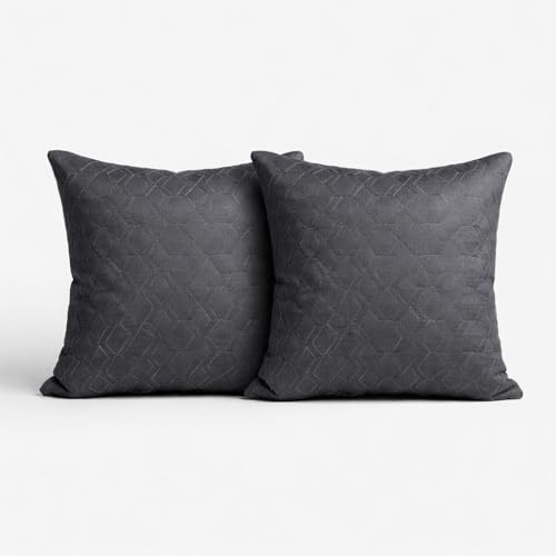 Image of Hotel Quality Premium Fibre Cushions | Cushion 16 inch x 16 inch | Pillow,Cushion,Cushions for, Cushion Pillow,Pillow,Cushions for Bed (Grey-emboridry, 2)
