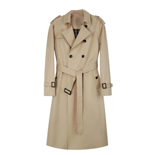 USTZFTBCL Trench Long Knee Length Windbreaker Men's Double Breasted Thickened Down Liner Autumn Winter British Loose Coat