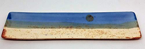 Bandeja de cerámica rectangular alargada para alimentación y decoración. 28x7,5