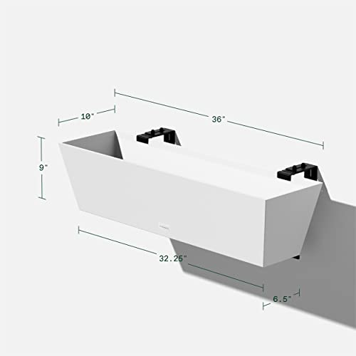 Image of Veradek Pure Series Railing Planter - Tapered Window Box with Bracket