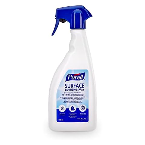 PURELL SURFACE SANITISING SPRAY, 750mL bottle. Surface disinfectant cleaning spray kills 99.999% of most harmful germs. Designed for food contact surfaces. Non-rinse. Rapid kill time Cover