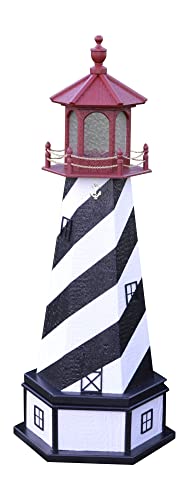 Amish-Made St. Augustine, FL Replica Outdoor Lighthouse with Base and Solar LED Light, 113" Tall