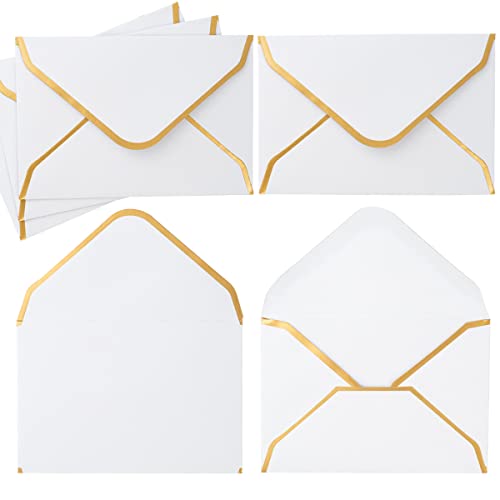Mini enveloppes blanches dorées pour protéger et valoriser vos cartes de visite x200
