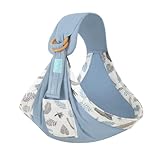 AdBrawoy Baby Sling Carrier, Cotton Baby Carrier Newborn to Toddler (7-33 Pounds), Lightweight, Ring Sling, Baby Carrier, Blue
