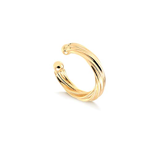 Piercing de pressão tubular pequeno com design torcido folheado em ouro 18k