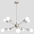 ALISADABOY Sputnik Chandelier Light Fixture Mid Century Modern Brushed Nickel Chandeliers Industrial 10-Light Pendant Light for Dining Living Room Bedroom Kitchen Island Hallway Foyer