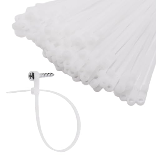 BENLIUDH 8 Inch Zip Ties with Screw Hole, 100Pcs Mountable Head Cable Ties