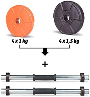 11 Kg Dambıl Seti Turuncu-Siyah 6 in 1 Fitness Set - Görsel 2
