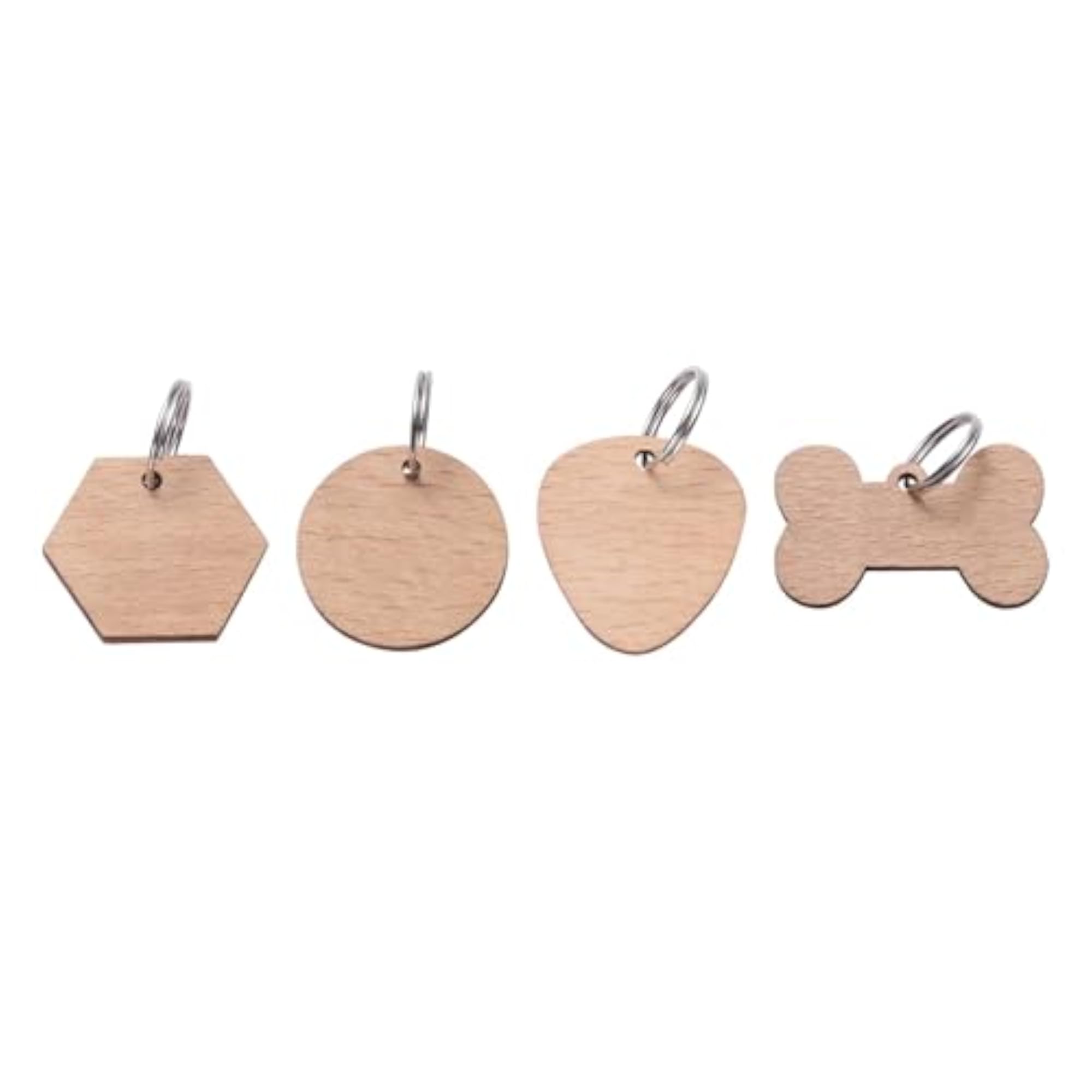 4x Unfinished Dog Tag Identification Tags, Hexagon Shape