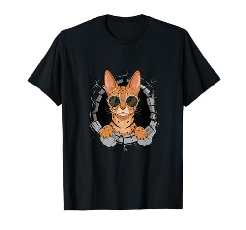 Cracked Wall Savannah Cat Sunglasses T-Shirt