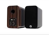Q Acoustics Concept 300 Bookshelf Speakers Pair Black & Rosewood + Speaker Stands - 2 Way Reflex Enc