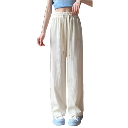 Women's Striped Wide Leg Pants with Drawstring, Suitable for Casual and Autumn wear