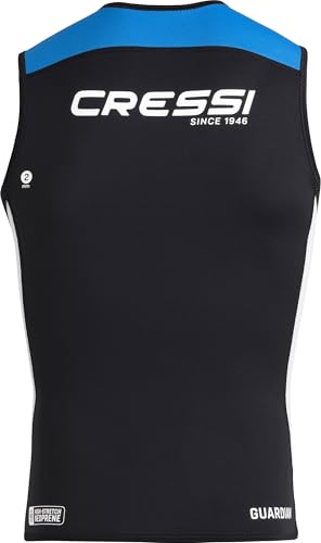 CRESSI Men’s Guardian Neoprene Zipper Vest 2mm Doppelt Gefütterte Neoprenweste mit Reißverschluss, Schwarz/Blau, 3XL/7