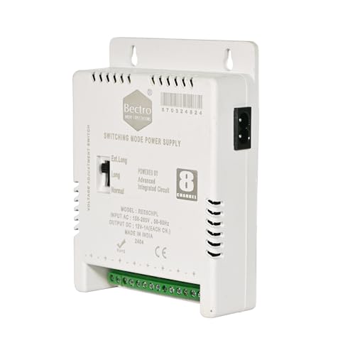 Image of CCTV Power Supply SMPS 8 Channel /Port 12V 10 Amp Maximum Output with Voltage Booster Technology, Multiple Terminal DC Outlet.