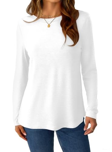 Women's Long Sleeve Shirts Casual Crewneck Tops Fall Fashion Soft Basic Tee for Work Business 20252