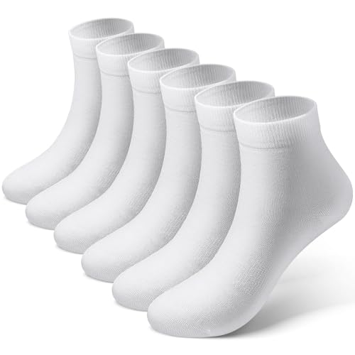 Image of EBYNUE Womens Crew Socks 6-Pairs Moisture-Wicking Odor-Resistant Breathable Anti-Blister Seamless for Running & Daily US 6-11