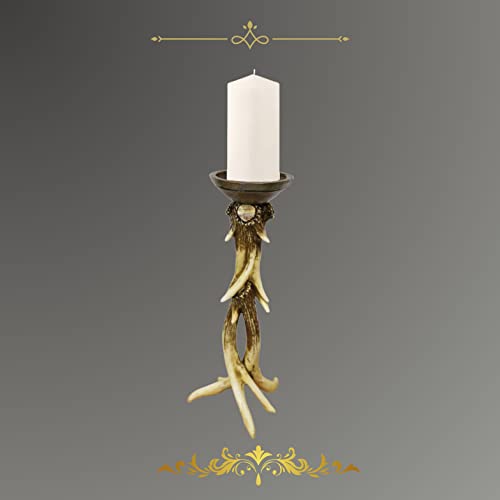Candle Stick Holder In Rustic Faux Deer Antler Design Pillar Candle Holder 14" For Cabin Hunting Lodge Décor #TOP14