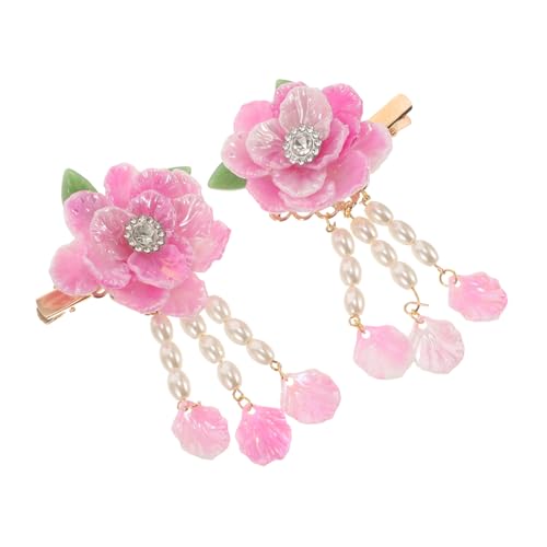 OHPHCALL 1�y�Acamellia Hair Barrette Retro Tassel Hair Clip Diy�f�ޑ@�ׂ�hanfu�w�b�h�h���X