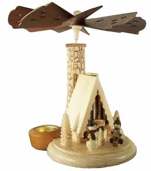 Pyramide Erzgebirge en bois de qualité, carrousel de Noël ajouré de 26cm