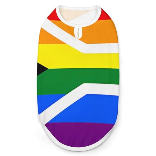 Gay Proud Flag of South Africa Dog Shirts Summer Printed Pullover Vest Pet Clothes for Small Medium Puppy