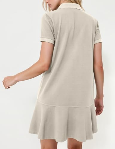 Image of Kissonic Women's Polo Dress Short Sleeve V Neck Ruffle Hem Casual Summer Golf Tennis Mini Shirt Dresses