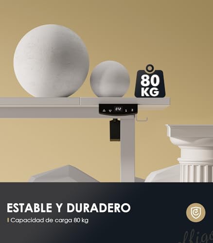 Miniatura 5 de OffiGo Escritorio Elevable, Mesa Elevable Escritorio 180 cm, Escritorio Ergonómico con Función de Memoria, Standing Desk, Moderno Mesa Ordenador para el Hogar y la Oficina, Blanco