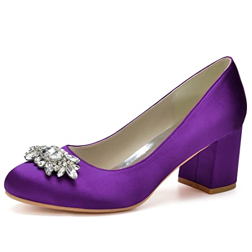 Chaussures talon bas satin strass pour marcher sans douleur lors des cérémonies